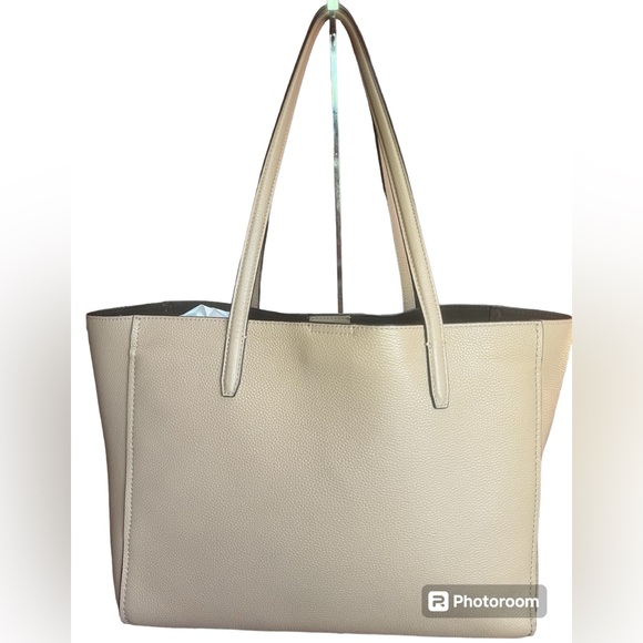 Tori Burch Carson Tote Taupe Pebbled Leather   Like New - Picture 4 of 8